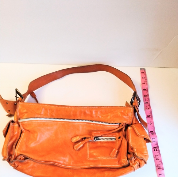 Francesco Biasia Women's Burnt Orange Multi Pocket Italian Leather Hand Bag - Picture 9 of 13